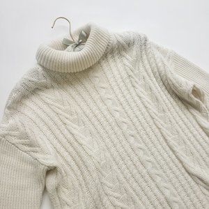 ASOS Cream Ivory Turtleneck Cable Knit Sweater Dress Size 6